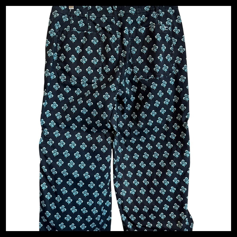 Crown & Ivy Floral Print Pants Size 12 Blue Cotton Blend Casual